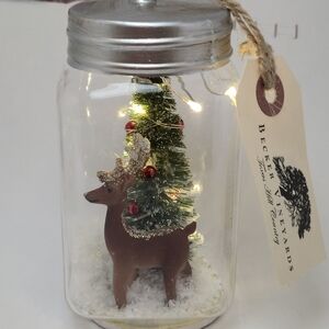 Glass Christmas Ornament Becker Vineyards Reindeer And Light Up Tree Mason Jar